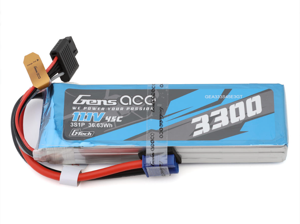 Gens Ace G-Tech Smart 3S LiPo Battery 45C (11.1V/3300mAh) w/EC3 Connector