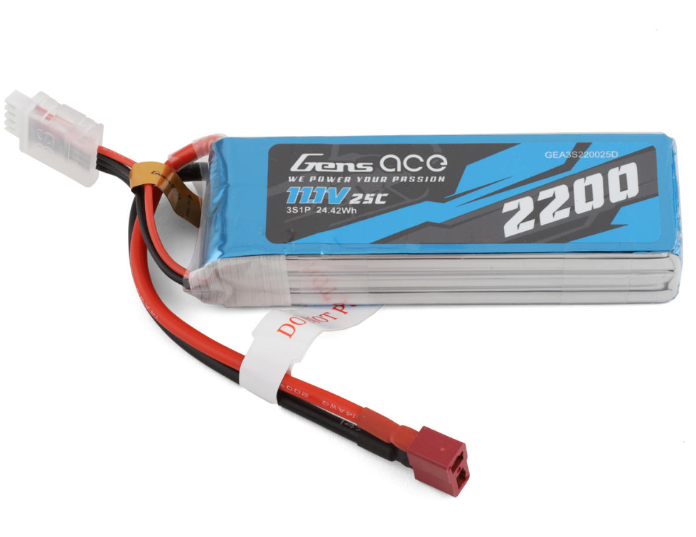 Gens Ace 3S LiPo Battery 25C (11.1V/2200mAh) w/T-Style Connector