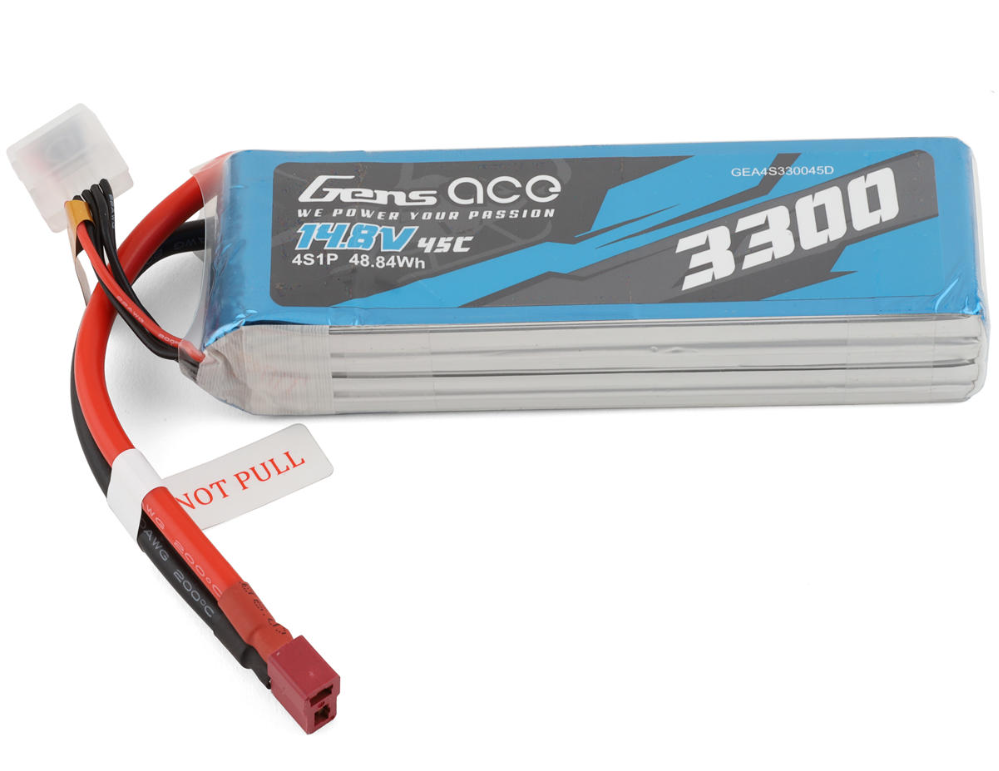 Gens Ace 4S LiPo Battery 45C (14.8V/3300mAh) w/Deans Connector