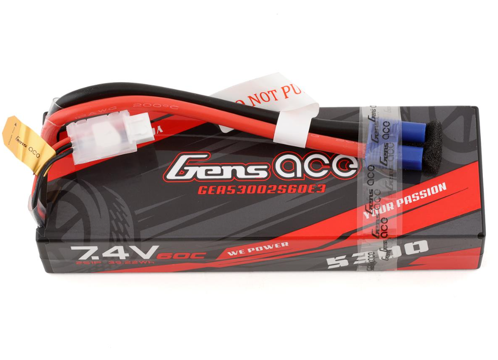 Gens Ace 2S LiPo Battery 60C (7.4V/5300mAh) w/EC3 Connector